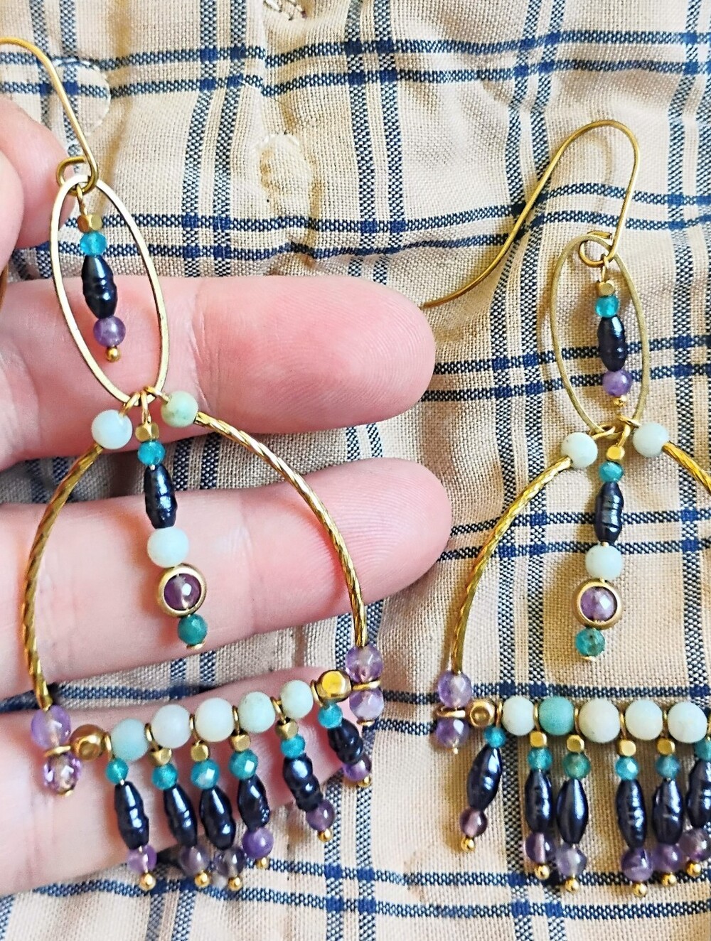 XXL Pearl And Stone Chandelier Earrings